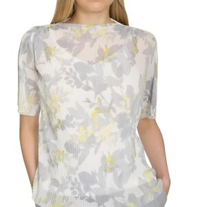 Calvin Klein Floral Gray and Yellow Blouse